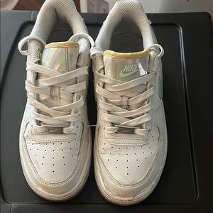 Kids Nike Air Force 1 LV8 GS White and Easter Green